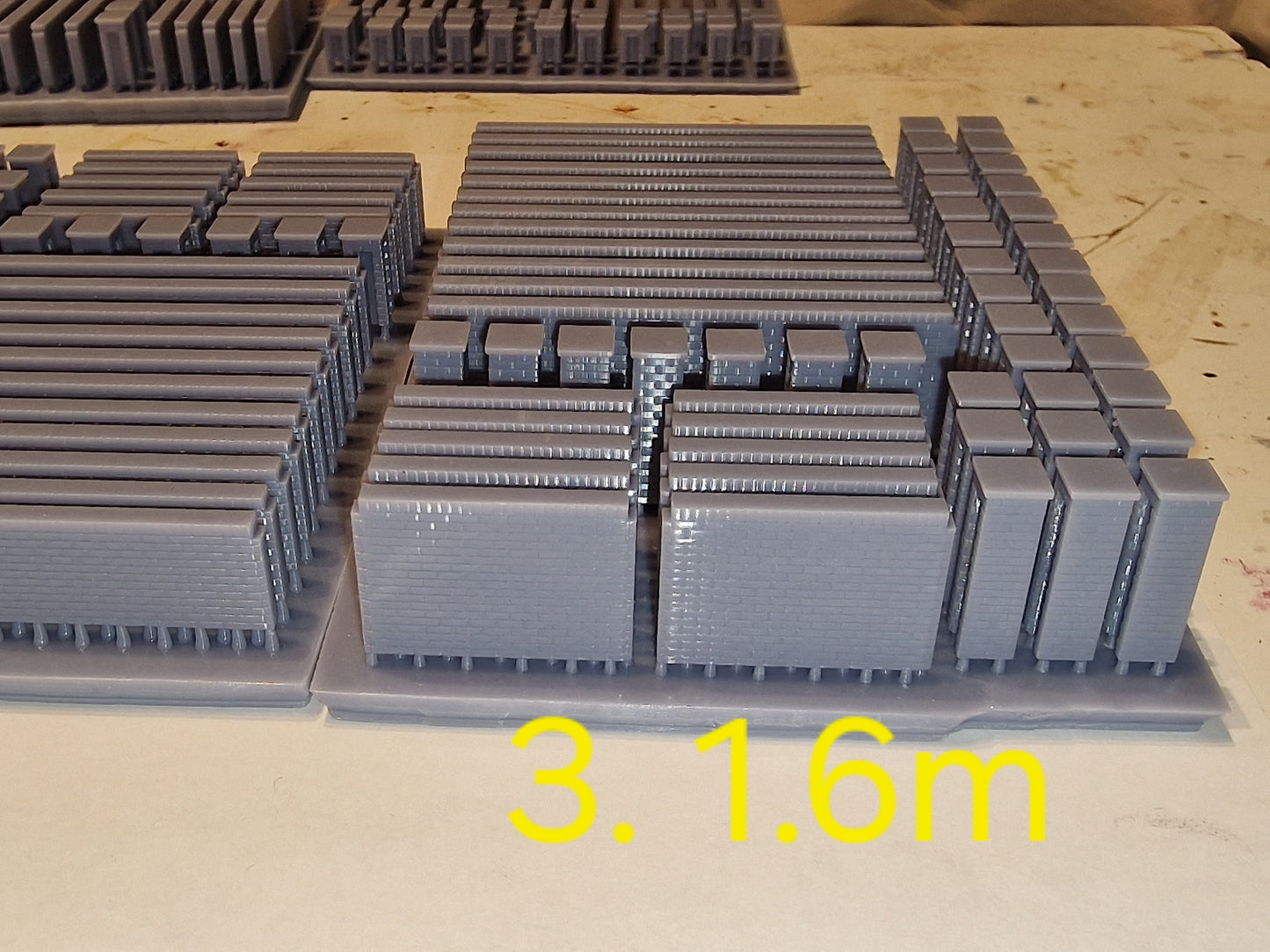 OO Gauge Brick Walls Various Heights 0.6m 1.1m 1.6m 3d printed Unpainted