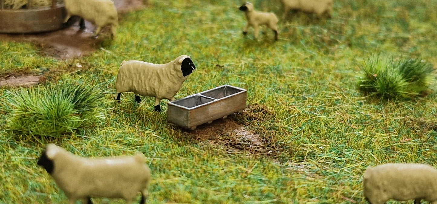 3mm TT 100 Gauge Cattle water troughs 3d printed for sheep cows pigs horses