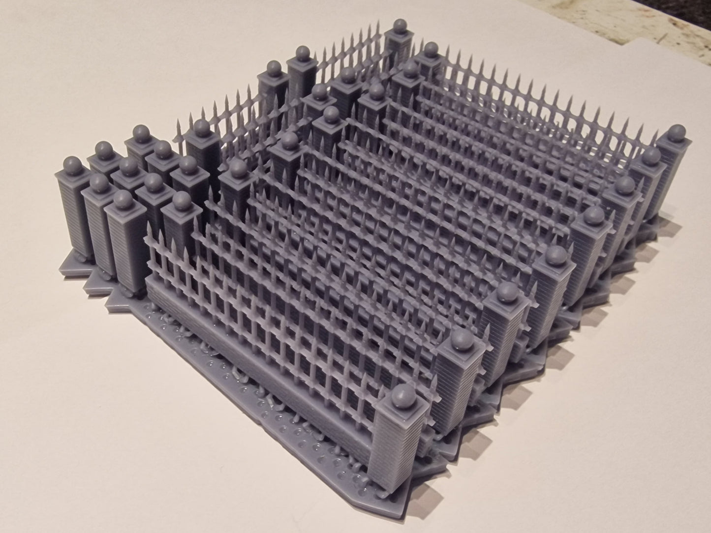 OO Gauge  Brick Wall With Iron Railings Church Or Park Wall 3d printed Unpainted