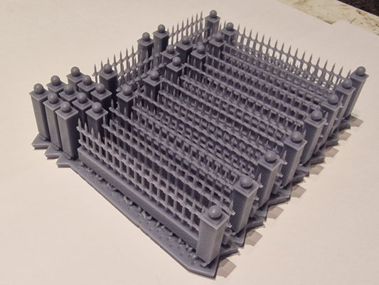 OO Gauge  Brick Wall With Iron Railings Church Or Park Wall 3d printed Unpainted