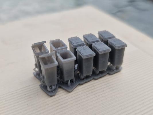 O Gauge Wheelie Bins 3d printed Unpainted
