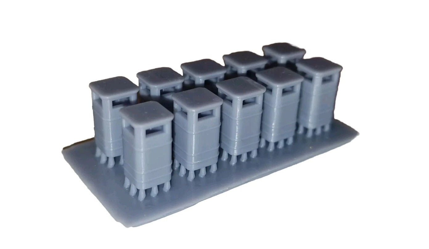 O Gauge Square Litter Bins X10 3d Printed