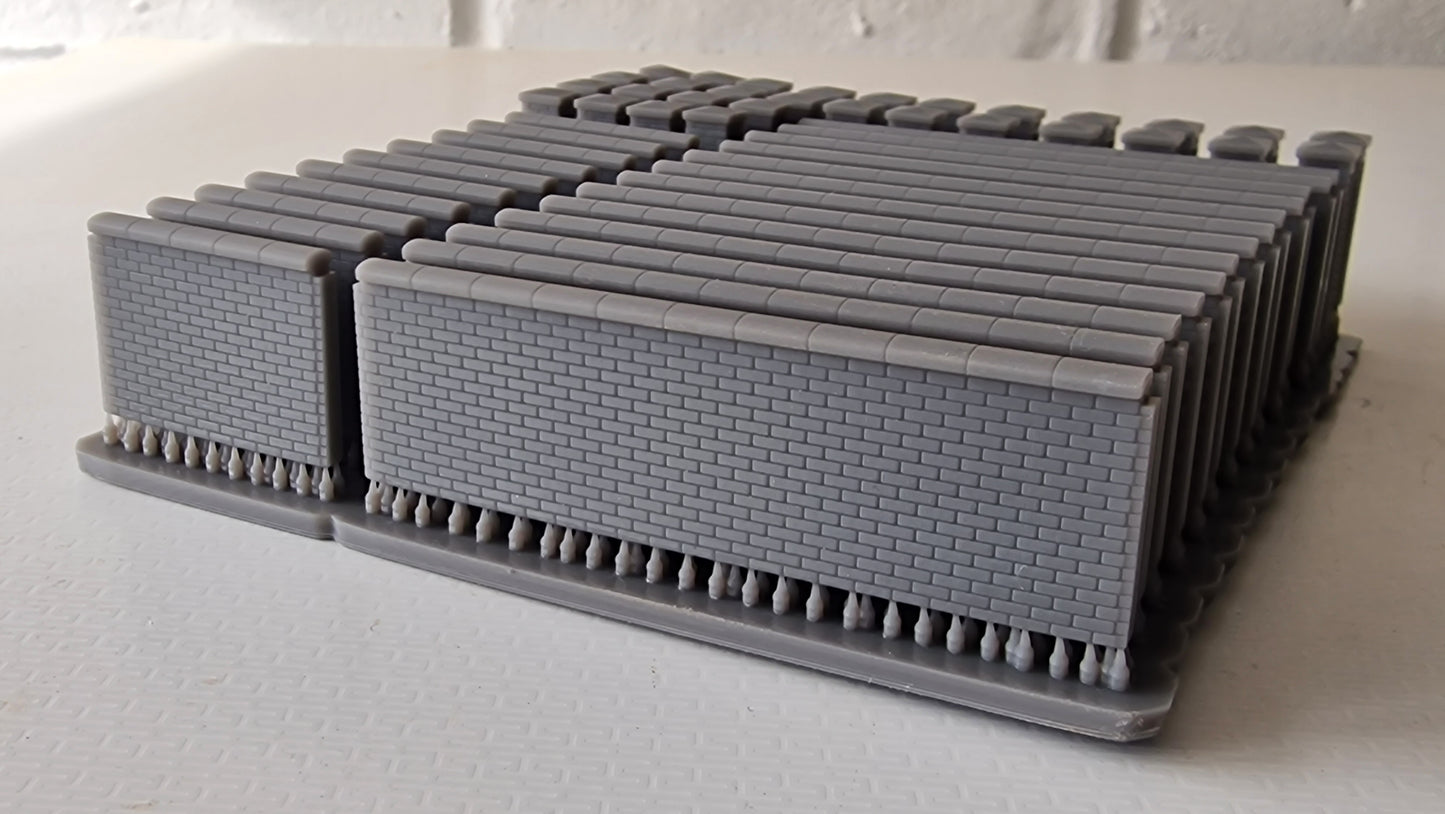 OO Gauge  Brick Walls  1.6m with capping stones 3d printed Unpainted