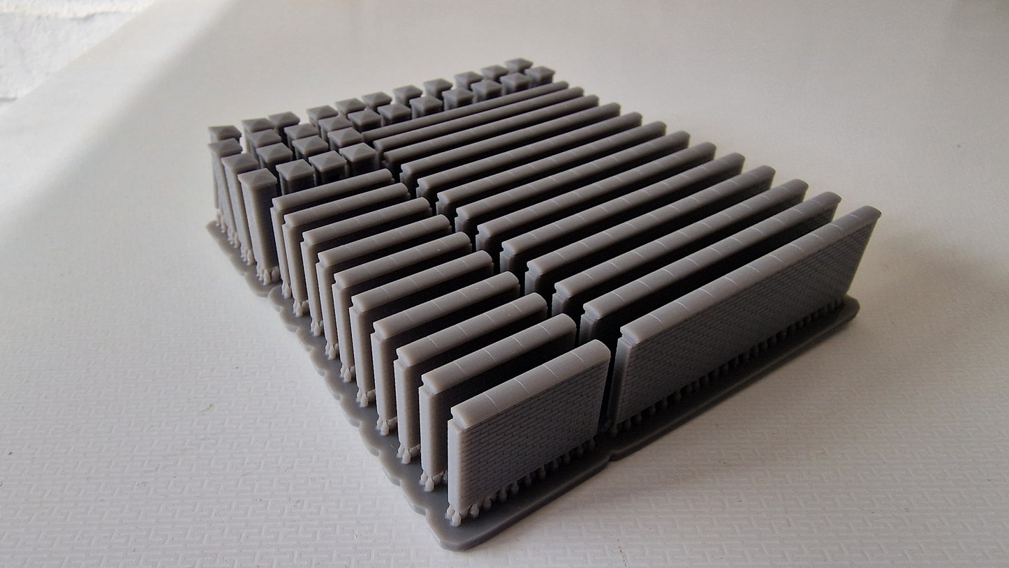 OO Gauge  Brick Walls  1.6m with capping stones 3d printed Unpainted